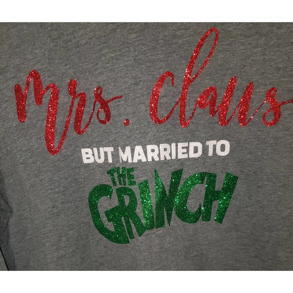 Ugly Christmas Sweater Tops - NWOT/Mrs. Claus But Married to the Grinch Long Sleeve T-shirt XL